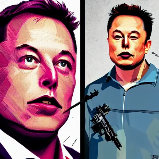 Prompt: elon musk in the style of gta art