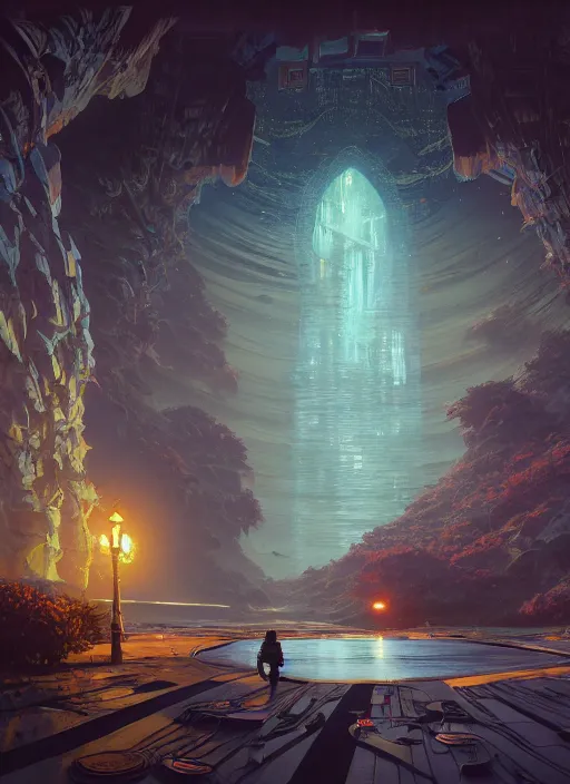 Image similar to highly detailed utopia illustration in gta v, stephen bliss, unreal engine, fantasy art by greg rutkowski, loish, rhads, ferdinand knab, makoto shinkai and lois van baarle, ilya kuvshinov, rossdraws, tom bagshaw, global illumination, radiant light, detailed and intricate environment