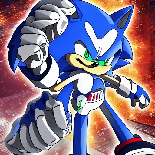 Image similar to ultra instinct sonic the hedgehog, trending on artstation, hiroaki tsutsumi style