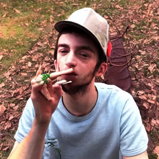 Prompt: My friend just smoked 200 joints… This is a photo of him afterwards