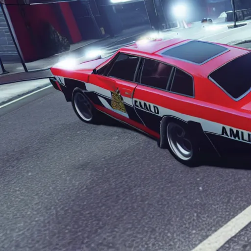 Image similar to GTA V arnold schwarzenegger screenshot stealing a cop car