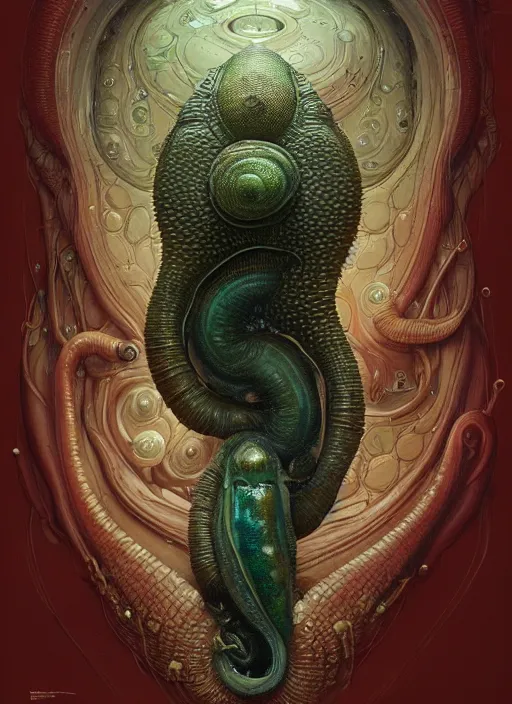 Prompt: full body shot of elon musk as slimy mollusk character, drool, wide angle, intricate, elegant, highly detailed, digital painting, artstation, concept art, wallpaper, smooth, sharp focus, illustration, art by artgerm and greg rutkowski and h. r. giger and alphonse mucha