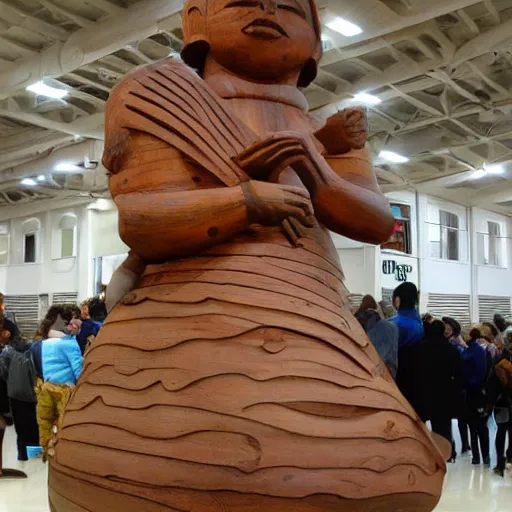 Prompt: huge wooden statue of a fish