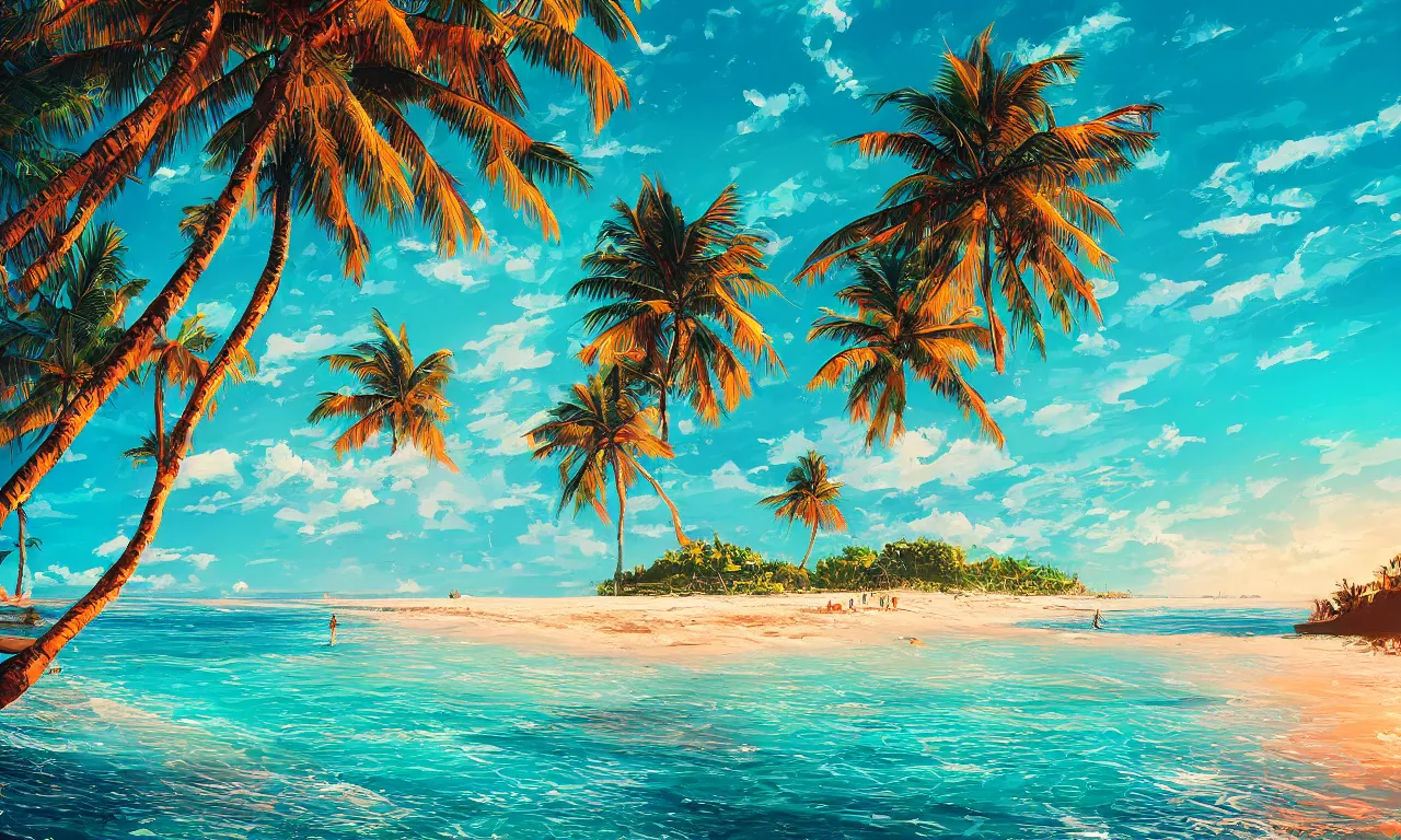 Image similar to paradise beach by alena aenami artworks in 4 k