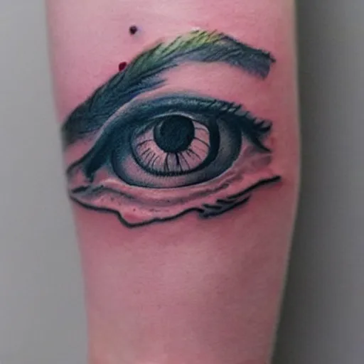 Image similar to double exposure hand tattoo of a crying eye, watercolor, stylish