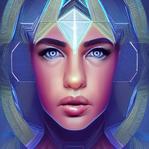 Image similar to symmetry!! solid cube of light, hard edges, product render retro - futuristic poster scifi, beautiful gorgeous india woman, intricate, elegant, highly detailed, digital painting, artstation, concept art, smooth, sharp focus, illustration, dreamlike, art by artgerm