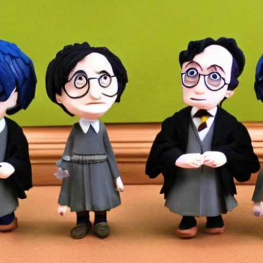 Prompt: Harry Potter, Tim Burton claymation style