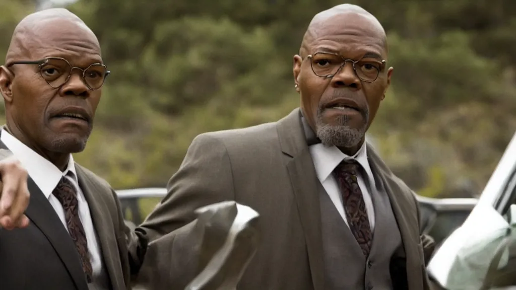 Image similar to A still of Samuel L. Jackson as Saul Goodman in Breaking Bad