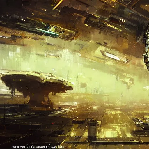 Image similar to megastructure in space, highly detailed painting by jeremy mann, 1 9 7 0 s scifi art style