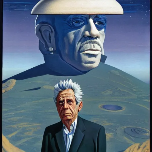 Image similar to a portrait of rick sanchez by chesley bonestell