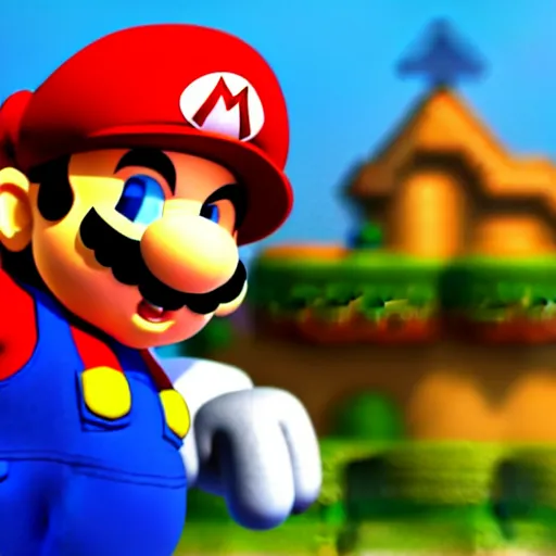 Prompt: super mario holding a sword and shield, highly detailed, extremely high quality, hd, 4 k, 8 k, canon 3 0 0 mm, professional photographer, 4 0 mp, lifelike, top - rated, award winning, realistic, detailed lighting, detailed shadows, sharp, no blur, edited, corrected, trending