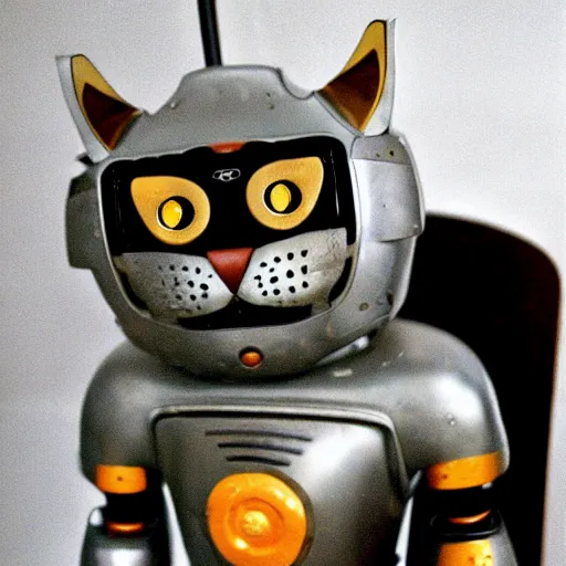 Image similar to Huckle Cat in robot armor