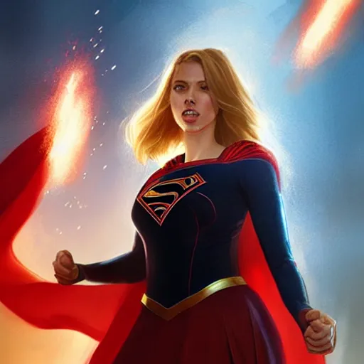 Prompt: scarlett johansson as supergirl by greg rutkowski