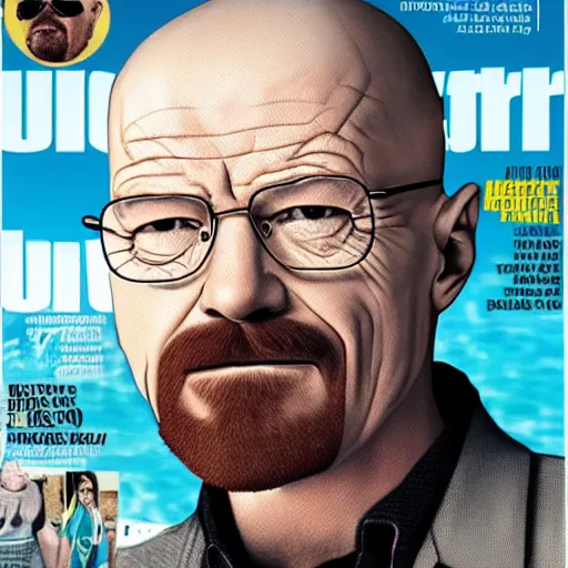 Image similar to Walter White on the cover of Swimsuit Illustrated (2020)