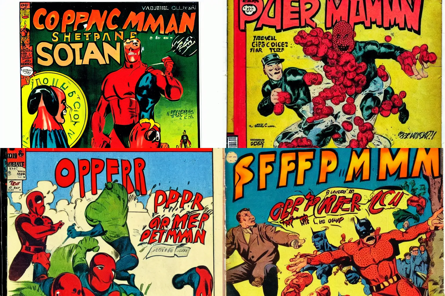 Prompt: comic book cover of Pepper Man, vintage