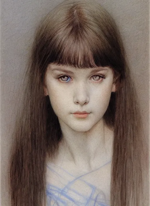 Image similar to a portrait of a pretty young lady by alan lee