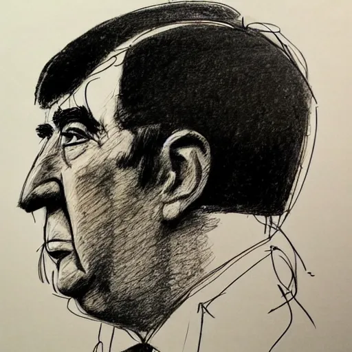 Image similar to a realistic yet scraggly portrait sketch of the side profile of a stern and sophisticated moe howard, trending on artstation, intricate details, in the style of frank auerbach, in the style of sergio aragones, in the style of martin ansin, in the style of david aja, in the style of mattias adolfsson