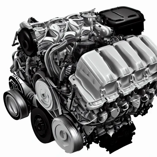 Prompt: Anatomy of an Volvo D5 engine, readable anatomy of an Volvo D5 engine, Readable drawing, Realism, clear image,