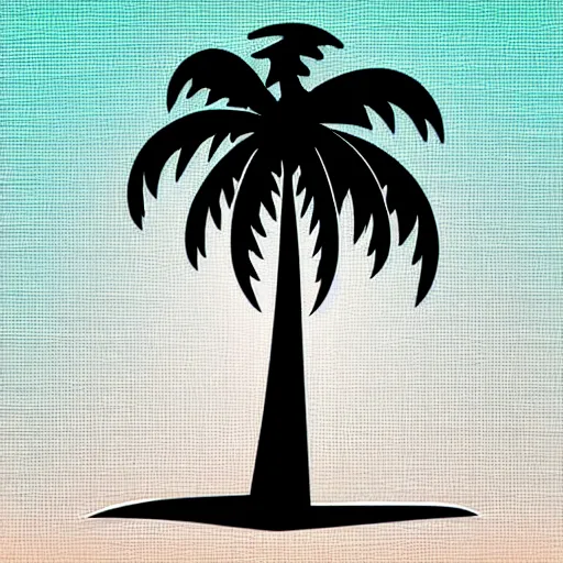 Image similar to palm tree in front of a giant volleyball vector logo, professional sports style, flat colour, svg, professional, sharp edges