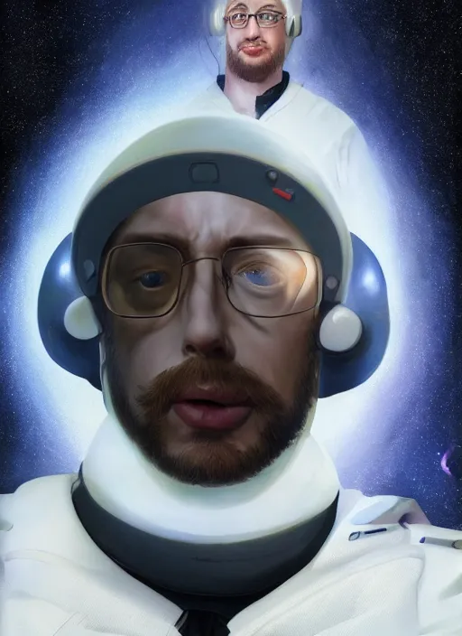 Prompt: sam hyde in interstellar suit, sigma male, accurately portrayed, by ilya kuvshinov, jakub rebelka, highly detailed, solar system of planets seen from the distance, very detailed, smooth, sharp focus, octane render, close up