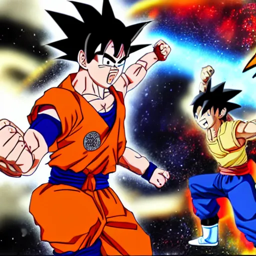 Image similar to goku fighting naruto