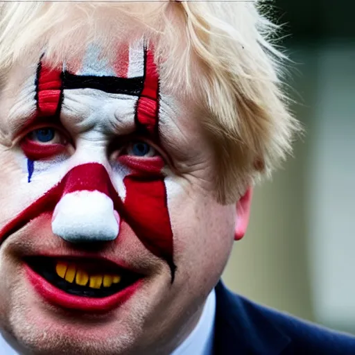 Image similar to boris johnson wearing clown makeup