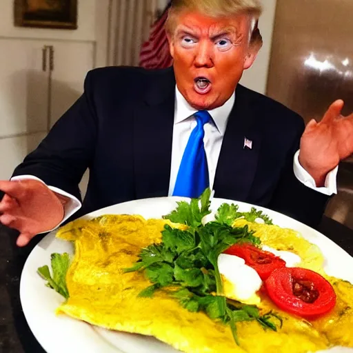 Image similar to Donald Trump on an omelette, food photography