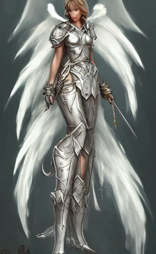 Prompt: Fantasy Concept character art of a angel knight girl. By artstation trending. Highly detailed