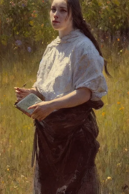 Image similar to Richard Schmid and Jeremy Lipking and Antonio Rotta full length portrait painting of a young beautiful traditonal bible character woman