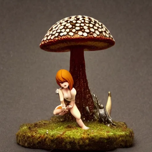 Image similar to magic mushroom, david bowie, nendroid, gaston bussiere style