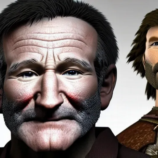 Prompt: robin williams in skyrim