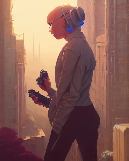 Image similar to highly detailed surreal vfx portrait of a cyberprep model, stephen bliss, unreal engine, greg rutkowski, loish, rhads, beeple, makoto shinkai and lois van baarle, ilya kuvshinov, rossdraws, tom bagshaw, alphonse mucha, global illumination, detailed and intricate environment