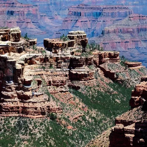 Prompt: a castle made of stones in the Grand Canyon yet to be discovered