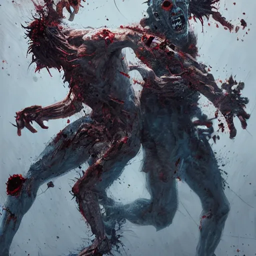 Image similar to two angry zombie men attacking each other, intricate, art by greg rutkowski, high detailed, 4 k,