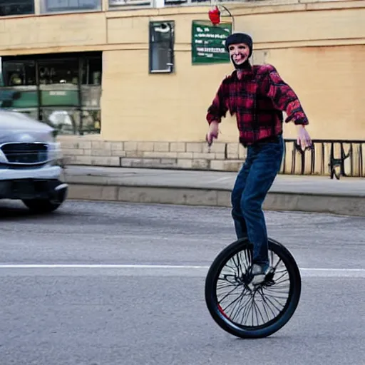 Image similar to a man on a unicycle going extremely fast