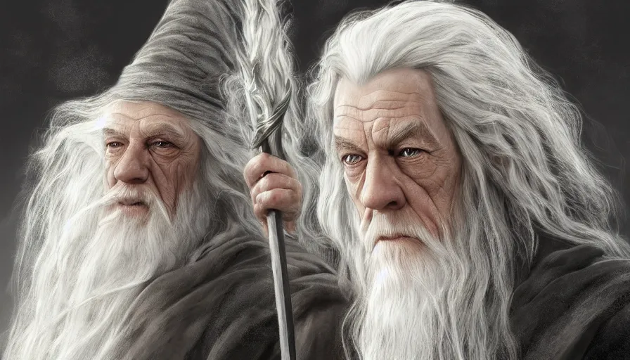 Prompt: Gandalf the white, beautiful realistic artwork on artstation