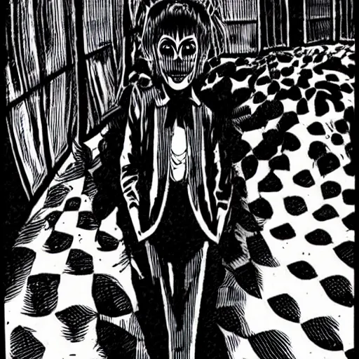 Image similar to a horror movie in a junji ito art style, horror manga