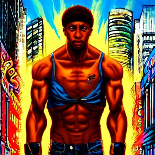 Prompt: streets of rage video game cover with william zabka and caleb mclaughlin, hyper detailed, ultra realism, digital painting, artstation, smooth, sharp focus