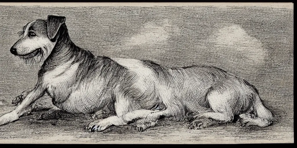 Image similar to jack russel dog, highly detailed, side view, eyes closed head facing the sky, illustrated by peggy fortnum and beatrix potter and sir john tenniel