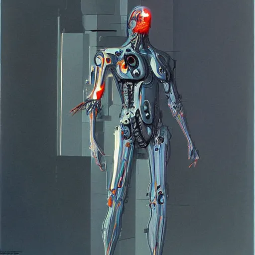 Image similar to a cyborg mutating uncontrollably concept art by syd mead and Zdzisław Beksiński