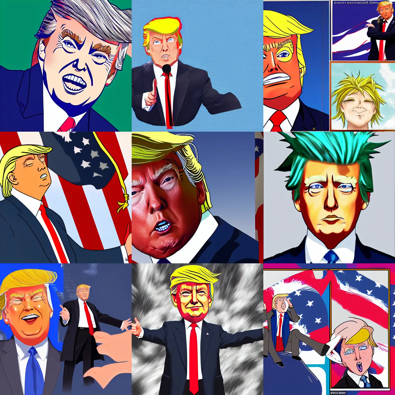 Prompt: Donald Trump but an anime, digital painting