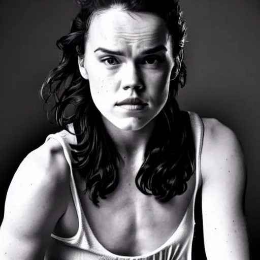 Image similar to black and white tattoo of daisy ridley