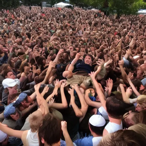 Prompt: crowd surfing on crowd