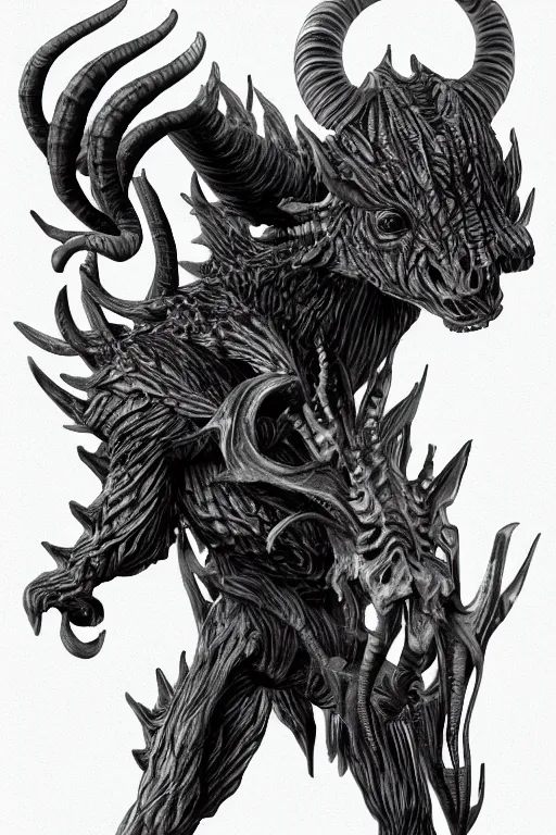 Image similar to humanoid figure monster with goat horns, highly detailed, digital art, sharp focus, trending on art station, kentaro miura manga art style