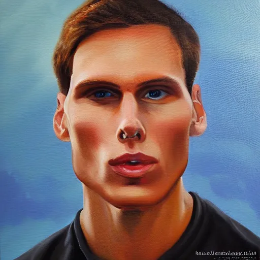 Image similar to gigachad Jerma985, highly detailed oil-painting