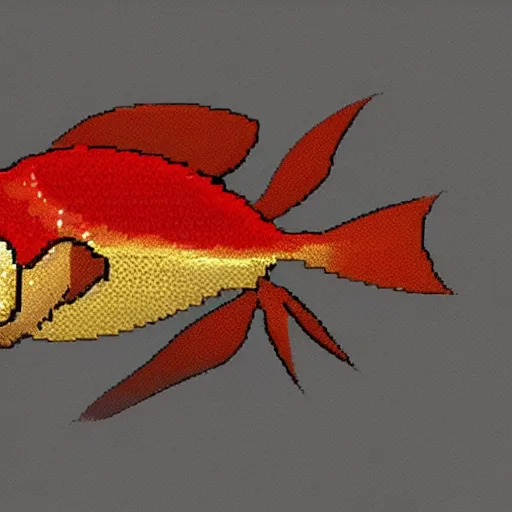 Prompt: 2 d pixel fantasy fish for video game