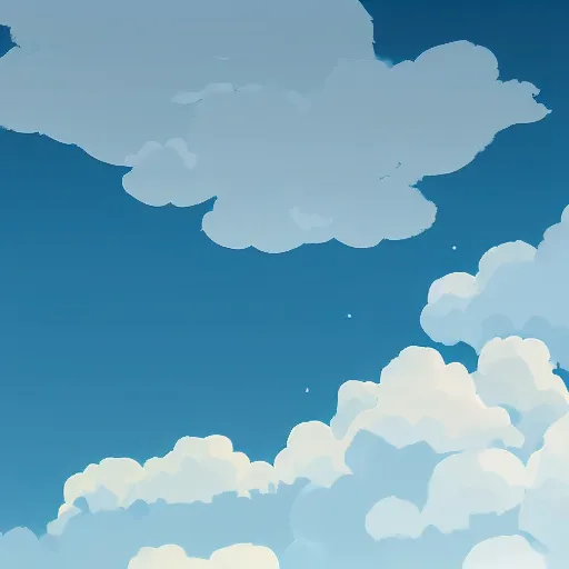 Image similar to a baby blue sky with paired clouds in anime style, 4K,