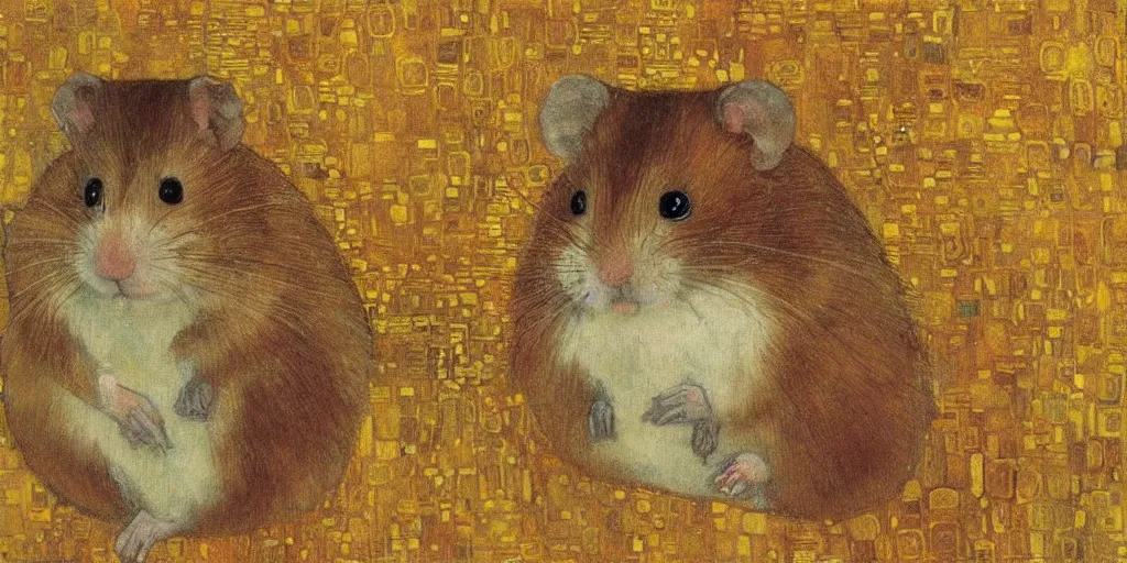 Image similar to a cute little hamster by klimt, gustav, art nouveau, symbolism, portrait