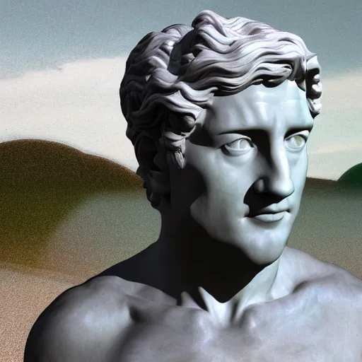 Image similar to a 3 d render of the head of david marble statue, in the style of michelangelo