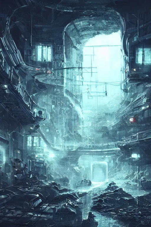 Image similar to digital painting, trending on pixiv, death station, intricate scenery, y 2 k, unknown